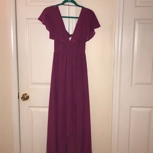 Open back, plum colored dress